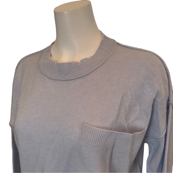 NWT Aqua Cashmere Pocketed 100% Cashmere Blue Pullover Sweater XS - Picture 3 of 6